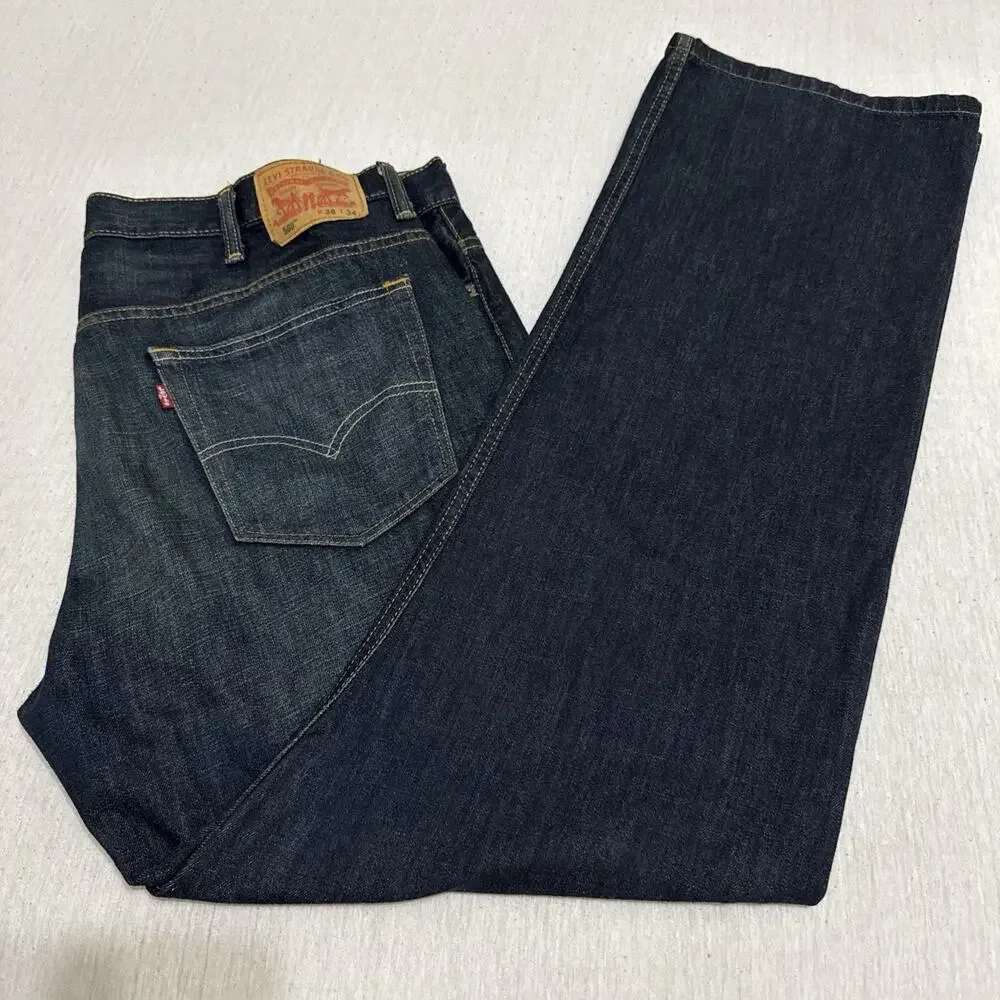 Levi's 569 Loose Straight Jean's Men's 38x34 Pants Dark Denim Baggy EUC